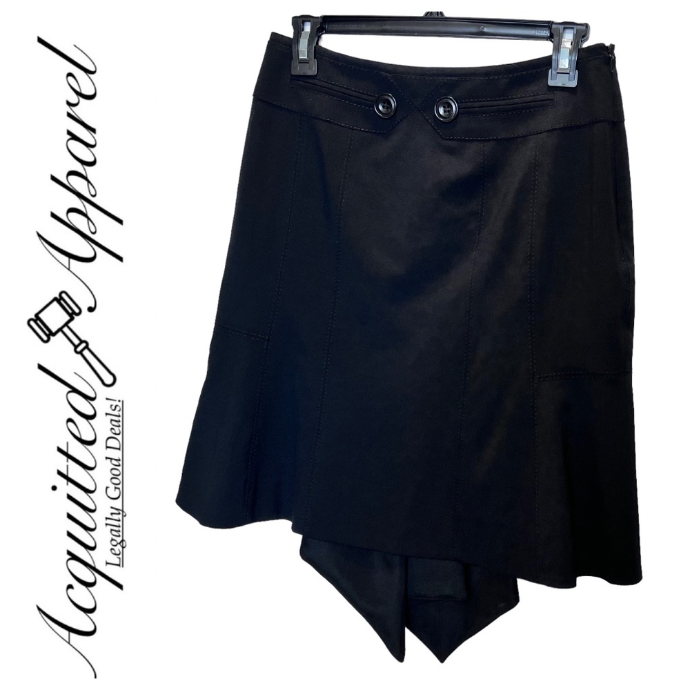 Karen Millen England Black Tuxedo Tailed Wool Skirt